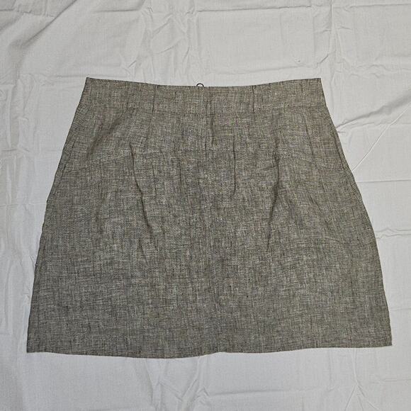 4OUR Dreamers Skirt Women’s S Gray 100% Linen Mini Zip Front Pockets Casual - Picture 2 of 11